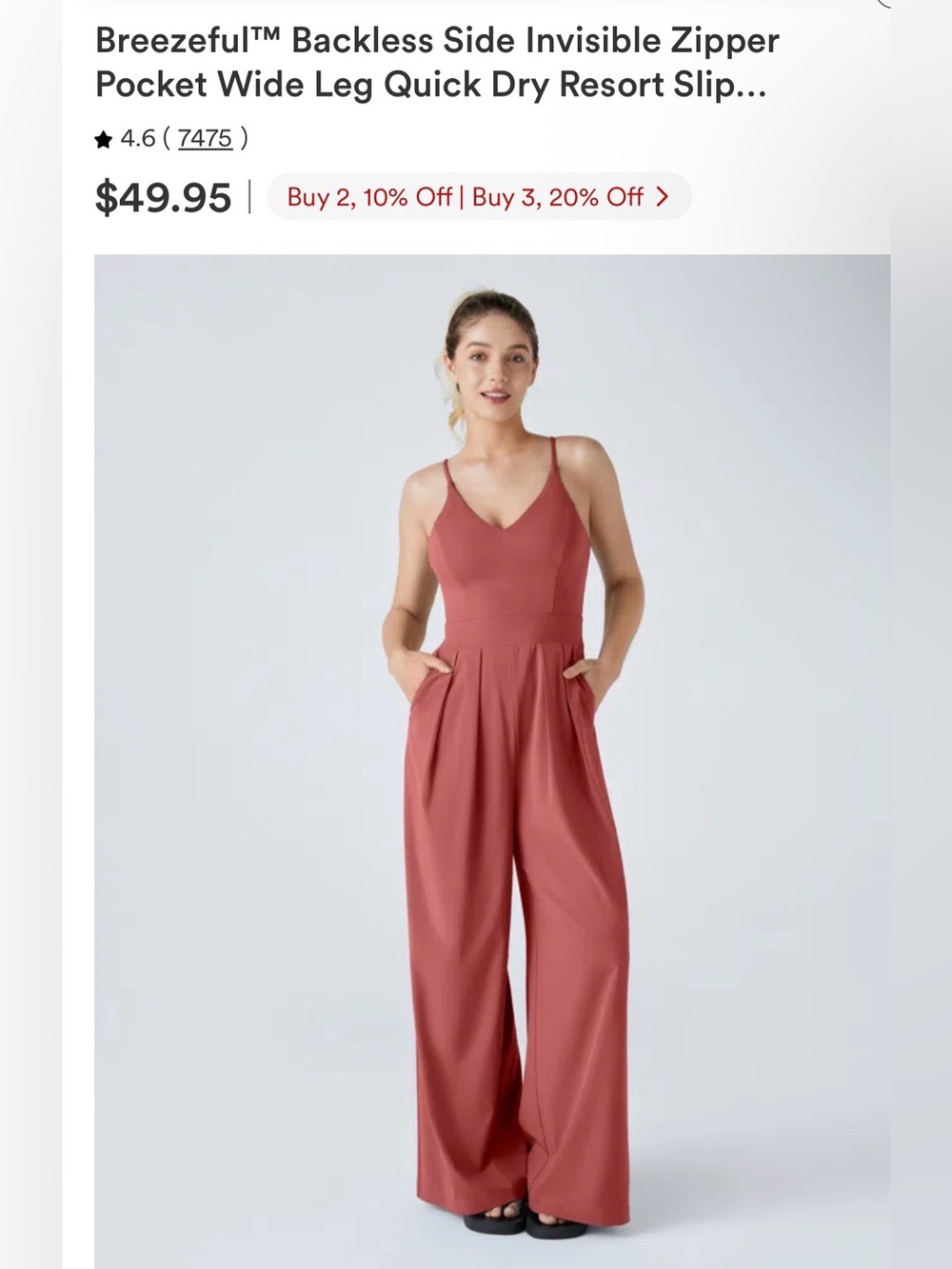 HALARA V-Neck Wide Leg Jumpsuit in Dusty Rose